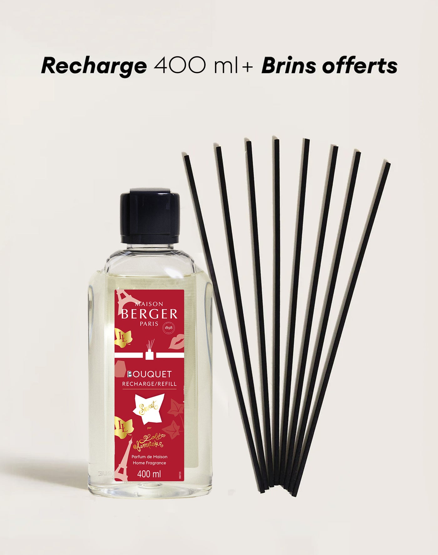 Recharge bouquet 400ml + Etui de 8 brins noirs