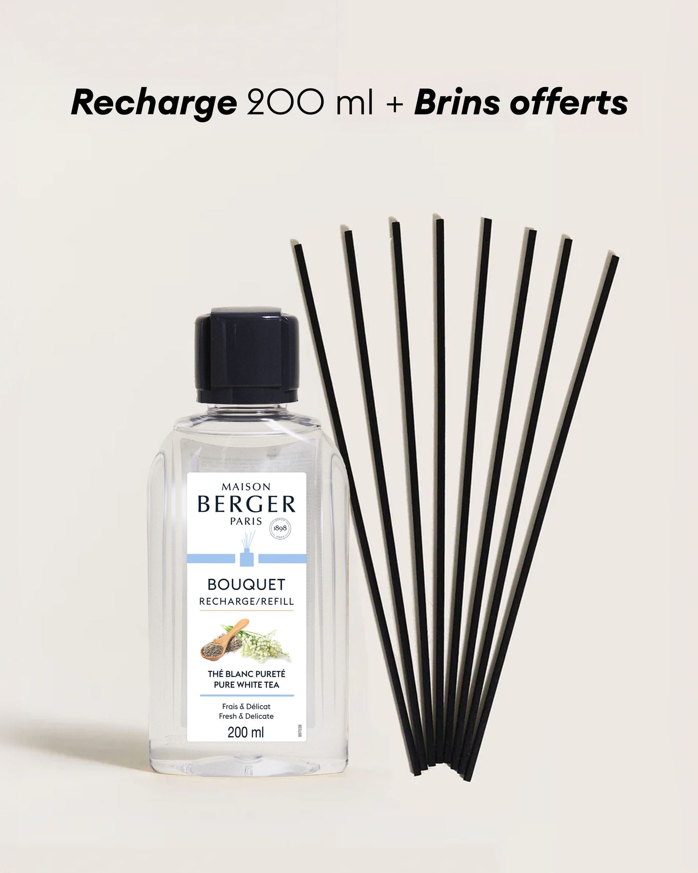 Recharge bouquet 200ml + Etui de 8 brins noirs 24cm