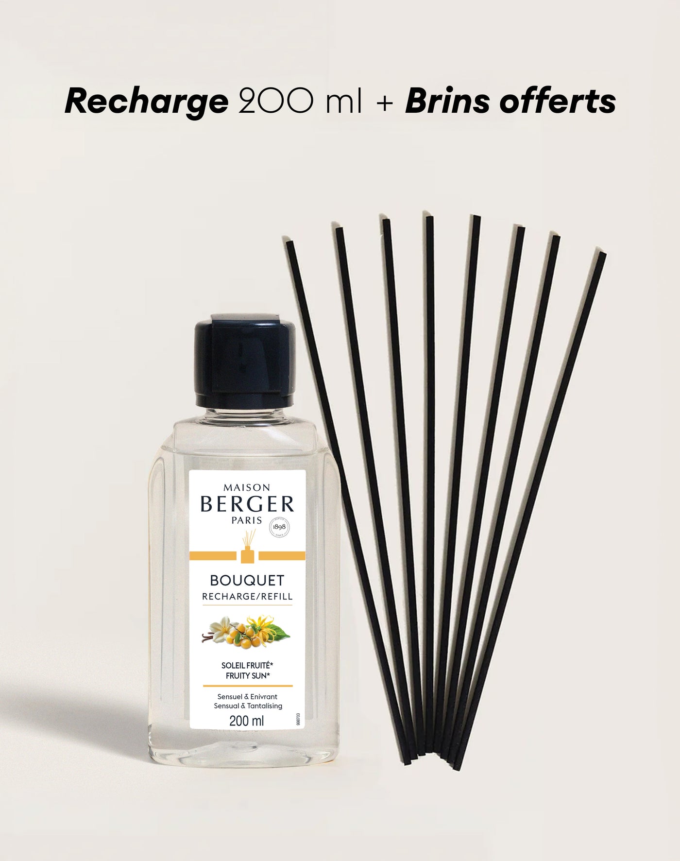 Recharge bouquet 200ml + Etui de 8 brins noirs 30cm